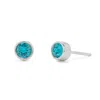 Evesaddiction Custom Bezel Set Stud Earrings - Silver In Blue