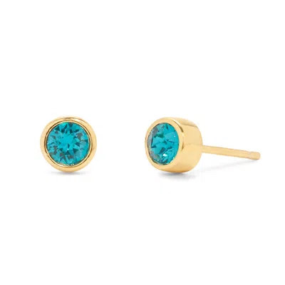 Evesaddiction Custom Bezel Set Stud Earrings In Blue