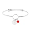 Evesaddiction Custom Birthstone And Initial Charm Bangle Bracelet In Silver