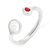Evesaddiction Custom Birthstone And Initial Cuff Ring - Silver / 6 In Metallic