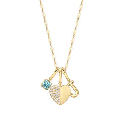 Evesaddiction Custom Birthstone And Initial Heart Charm Necklace