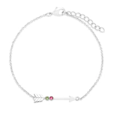 Evesaddiction Custom Birthstone Arrow Bracelet - Silver / 2