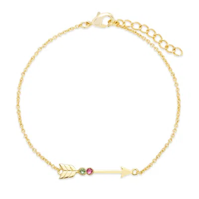 Evesaddiction Custom Birthstone Arrow Bracelet In Yellow