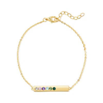 Evesaddiction Custom Birthstone Bar Bracelet - Gold / 6 In Burgundy