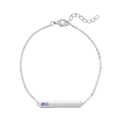 Evesaddiction Custom Birthstone Bar Bracelet - Silver / 2