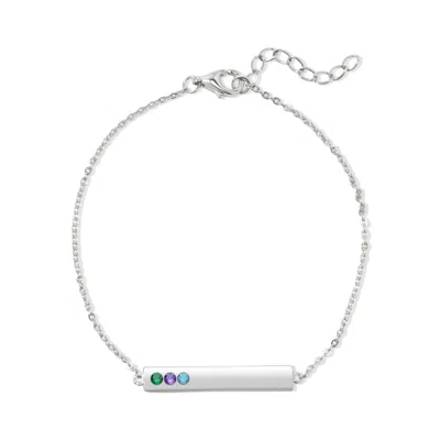 Evesaddiction Custom Birthstone Bar Bracelet - Silver / 3