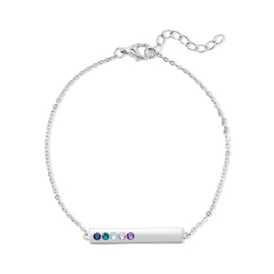 Evesaddiction Custom Birthstone Bar Bracelet - Silver / 5