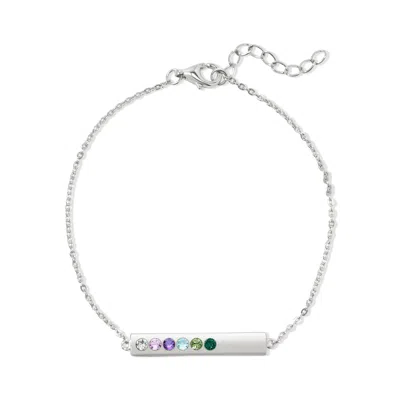 Evesaddiction Custom Birthstone Bar Bracelet - Silver / 6