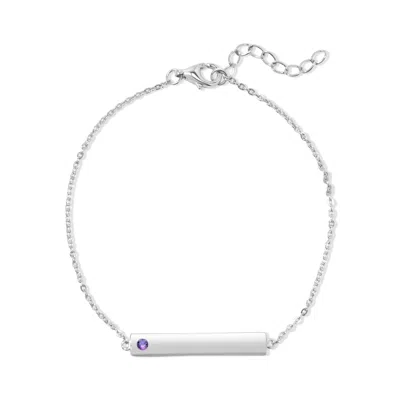 Evesaddiction Custom Birthstone Bar Bracelet In Silver