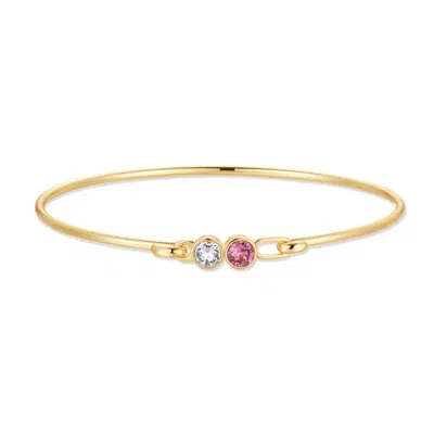 Evesaddiction Custom Birthstone Bezel Set Bangle - Gold / 2