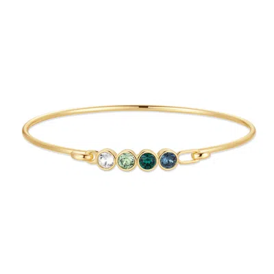 Evesaddiction Custom Birthstone Bezel Set Bangle - Gold / 4