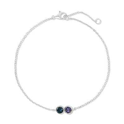 Evesaddiction Custom Birthstone Bezel Set Bracelet - Silver / 2