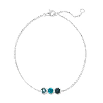 Evesaddiction Custom Birthstone Bezel Set Bracelet - Silver / 3 In Blue