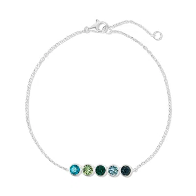 Evesaddiction Custom Birthstone Bezel Set Bracelet - Silver / 5 In Multi
