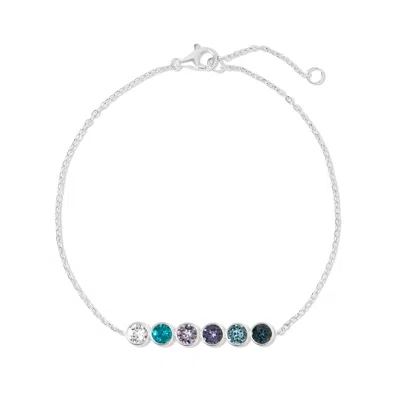 Evesaddiction Custom Birthstone Bezel Set Bracelet - Silver / 6 In Multi