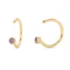Evesaddiction Custom Birthstone Bezel Set Cuff Earrings In Gold