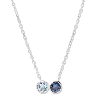 Evesaddiction Custom Birthstone Bezel Set Necklace - Silver / 2