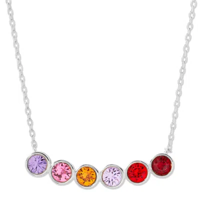 Evesaddiction Custom Birthstone Bezel Set Necklace - Silver / 6 In Metallic