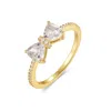 Evesaddiction Custom Birthstone Bow Ring - Gold / 6 / April In Gold