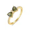 Evesaddiction Custom Birthstone Bow Ring - Gold / 6 / August In Green