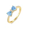 Evesaddiction Custom Birthstone Bow Ring - Gold / 6 / December In Blue