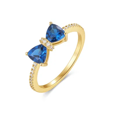 Evesaddiction Custom Birthstone Bow Ring - Gold / 6 / September In Blue