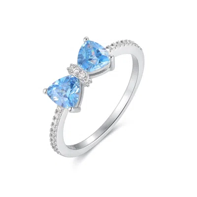 Evesaddiction Custom Birthstone Bow Ring - Silver / 6 / December