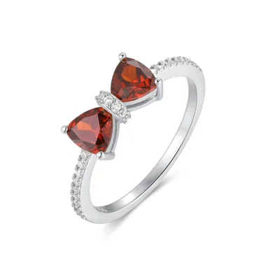Evesaddiction Custom Birthstone Bow Ring - Silver / 6 / January In Metallic
