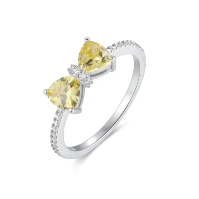 Evesaddiction Custom Birthstone Bow Ring - Silver / 6 / November