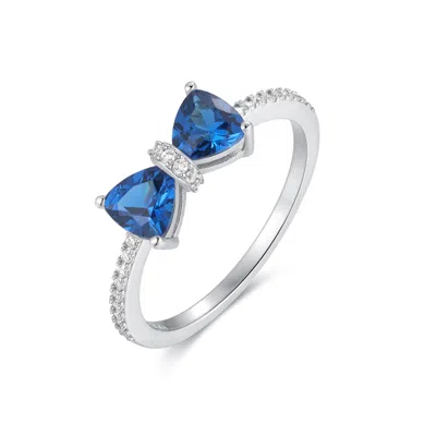 Evesaddiction Custom Birthstone Bow Ring - Silver / 6 / September