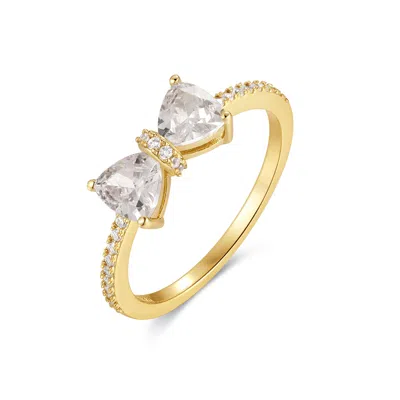 Evesaddiction Custom Birthstone Bow Ring - Gold / 8 / April