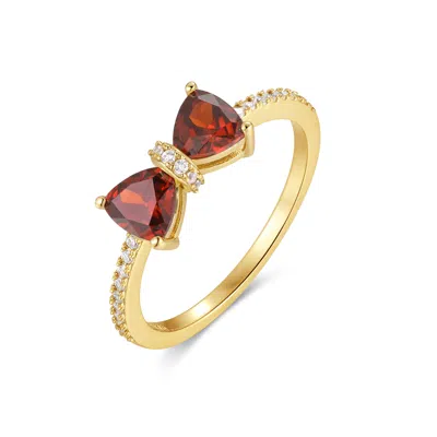 Evesaddiction Custom Birthstone Bow Ring - Gold / 8 / January