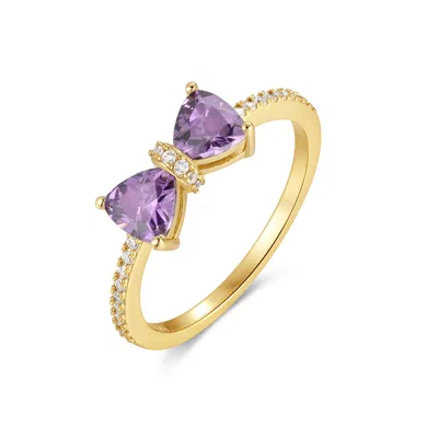 Evesaddiction Custom Birthstone Bow Ring - Gold / 9 / February