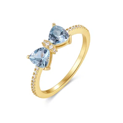 Evesaddiction Custom Birthstone Bow Ring - Gold / 9 / March