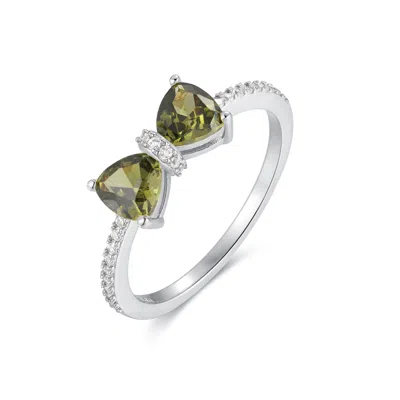 Evesaddiction Custom Birthstone Bow Ring - Silver / 8 / August