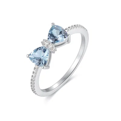 Evesaddiction Custom Birthstone Bow Ring - Silver / 9 / March