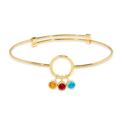 Evesaddiction Custom Birthstone Charm Bangle Bracelet - Gold / 3