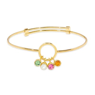 Evesaddiction Custom Birthstone Charm Bangle Bracelet - Gold / 4