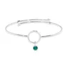 Evesaddiction Custom Birthstone Charm Bangle Bracelet - Silver / 1 In Metallic