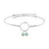 Evesaddiction Custom Birthstone Charm Bangle Bracelet - Silver / 2 In Metallic