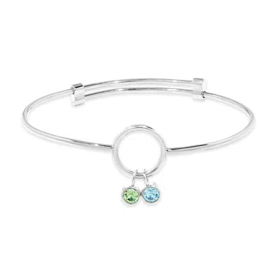 Evesaddiction Custom Birthstone Charm Bangle Bracelet - Silver / 2 In Metallic