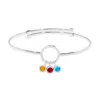 Evesaddiction Custom Birthstone Charm Bangle Bracelet - Silver / 3 In Metallic