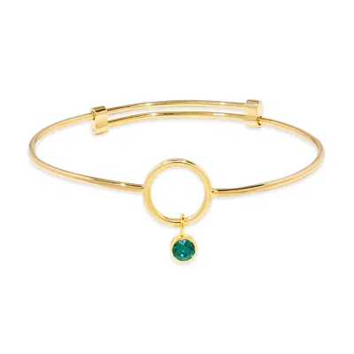 Evesaddiction Custom Birthstone Charm Bangle Bracelet In Gold