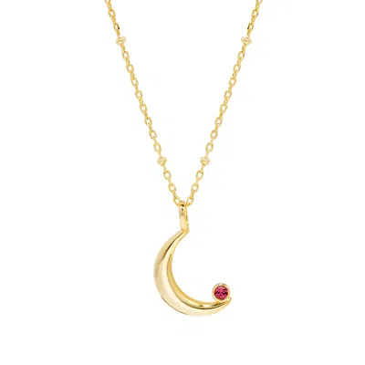 Evesaddiction Custom Birthstone Crescent Moon Pendant - Gold / 1