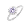 Evesaddiction Custom Birthstone Cz Halo Ring In Silver
