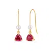 Evesaddiction Custom Birthstone Drop Pearl Earrings - Gold / July In Gold