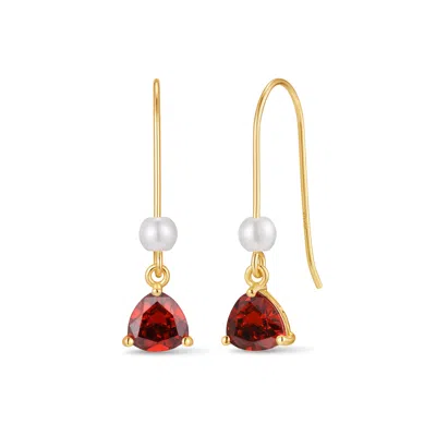 Evesaddiction Custom Birthstone Drop Pearl Earrings In Gold