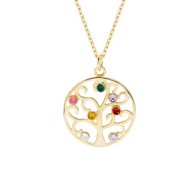 Evesaddiction Custom Birthstone Family Tree Pendant - Gold / 7