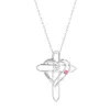 Evesaddiction Custom Birthstone Heart And Cross Necklace - Silver / 1 In Silver
