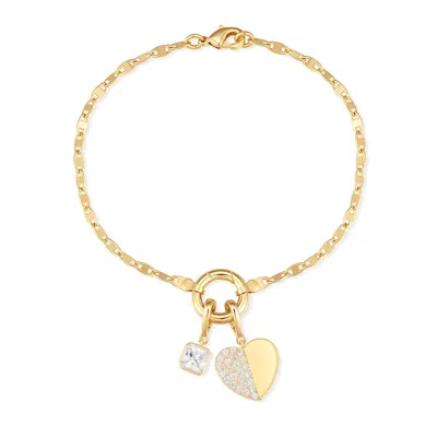 Evesaddiction Custom Birthstone Heart Charm Mirror Bracelet